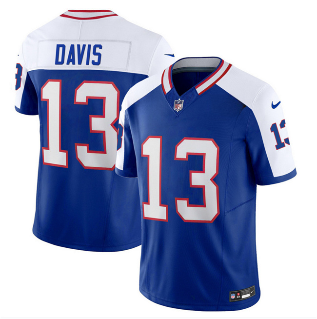 Men's Buffalo Bills #13 Gabe Davis Blue/White 2023 F.U.S.E. Throwback Vapor Untouchable Limited Football Stitched Jersey